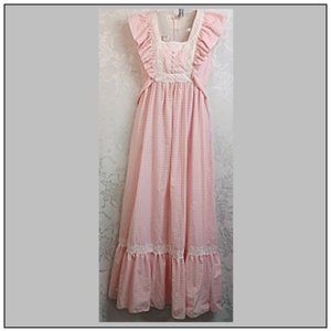 Vintage Candi Jones Maxi Dress Pink Gingham